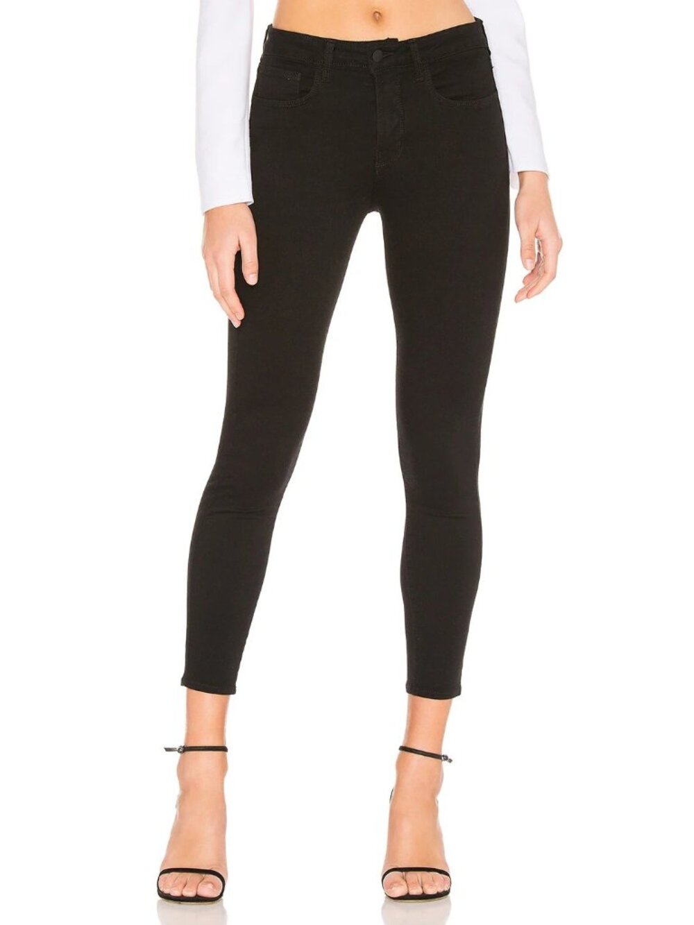 NWT L'Agence Margot in Noir Black High Rise Skinny Crop Stretch Jeans 26 $245